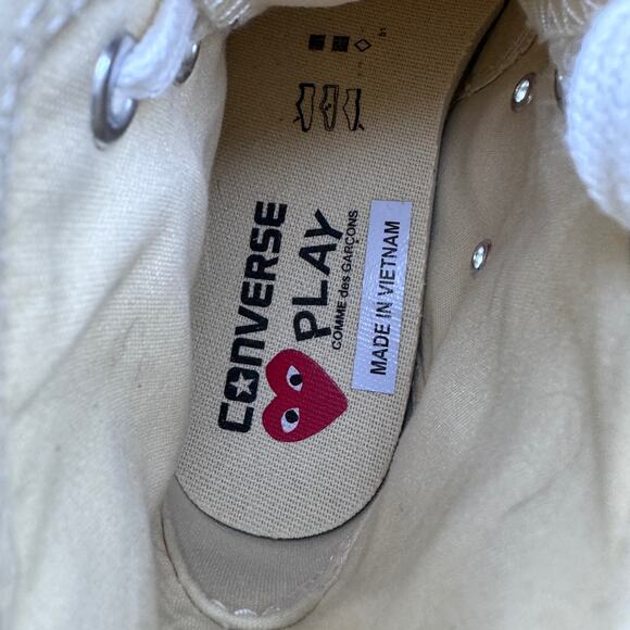 NEW Converse Chuck Taylor All Star 70 Hi‎ x Comme des Garcons PLAY White M4 W6 - Picture 5 of 10